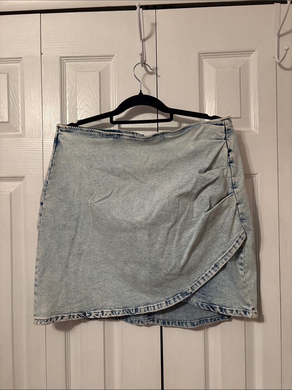 Light Wash Denim Wrap Skirt - Women